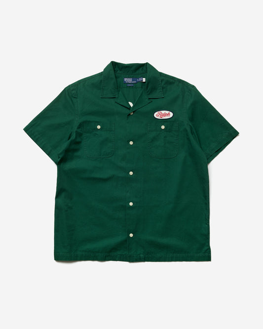 Embroidered Open Collar Short Sleeve Shirt - Xlarge