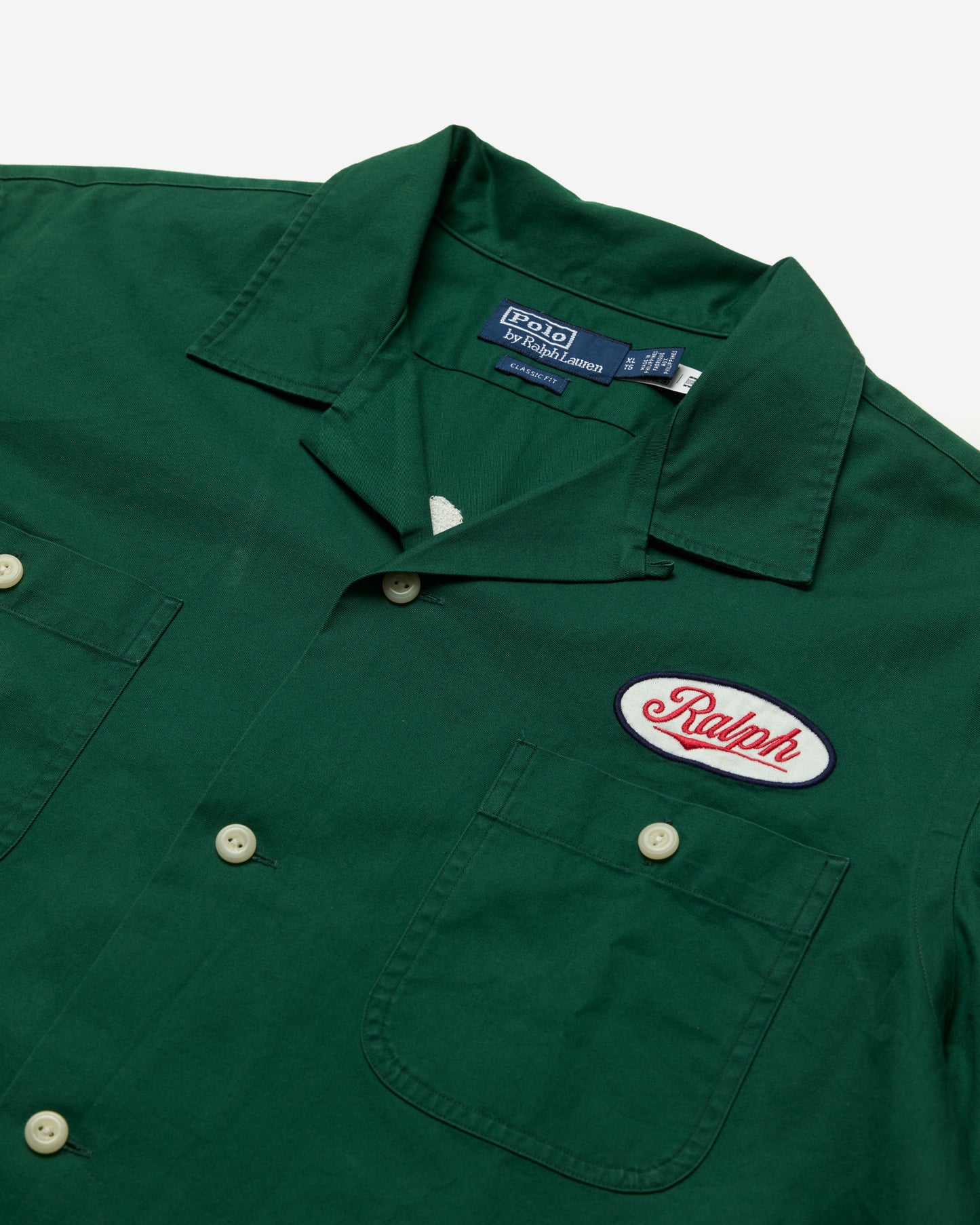 Embroidered Open Collar Short Sleeve Shirt - Xlarge