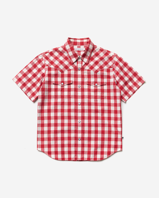 Checkered Western Short Sleeve Shirt - Medium