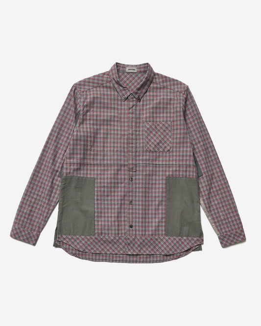 "Open Strings" Checkered Multi Fabric Shirt - Large
