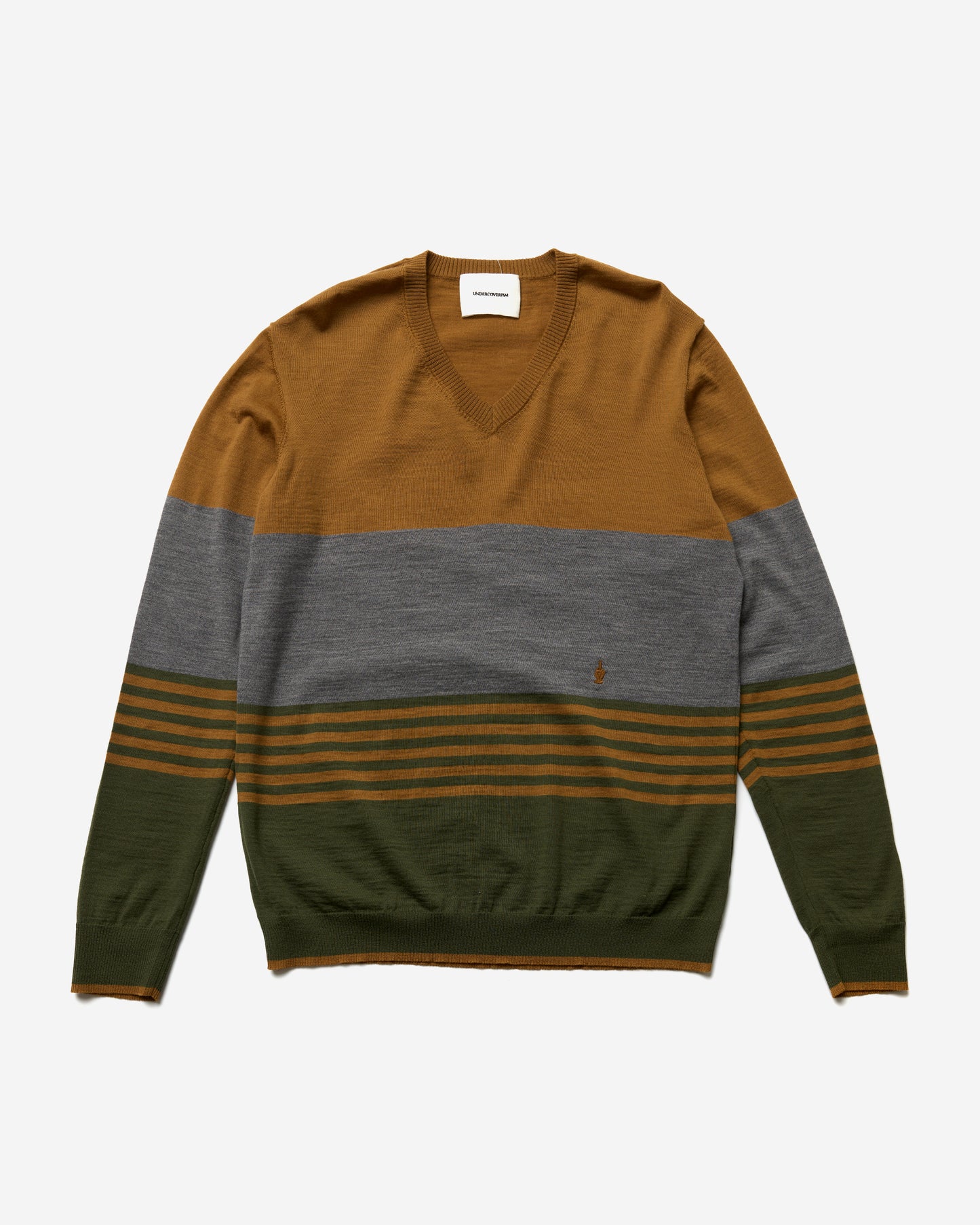 13ss V-Neck Stripped Wool Sweater - Large
