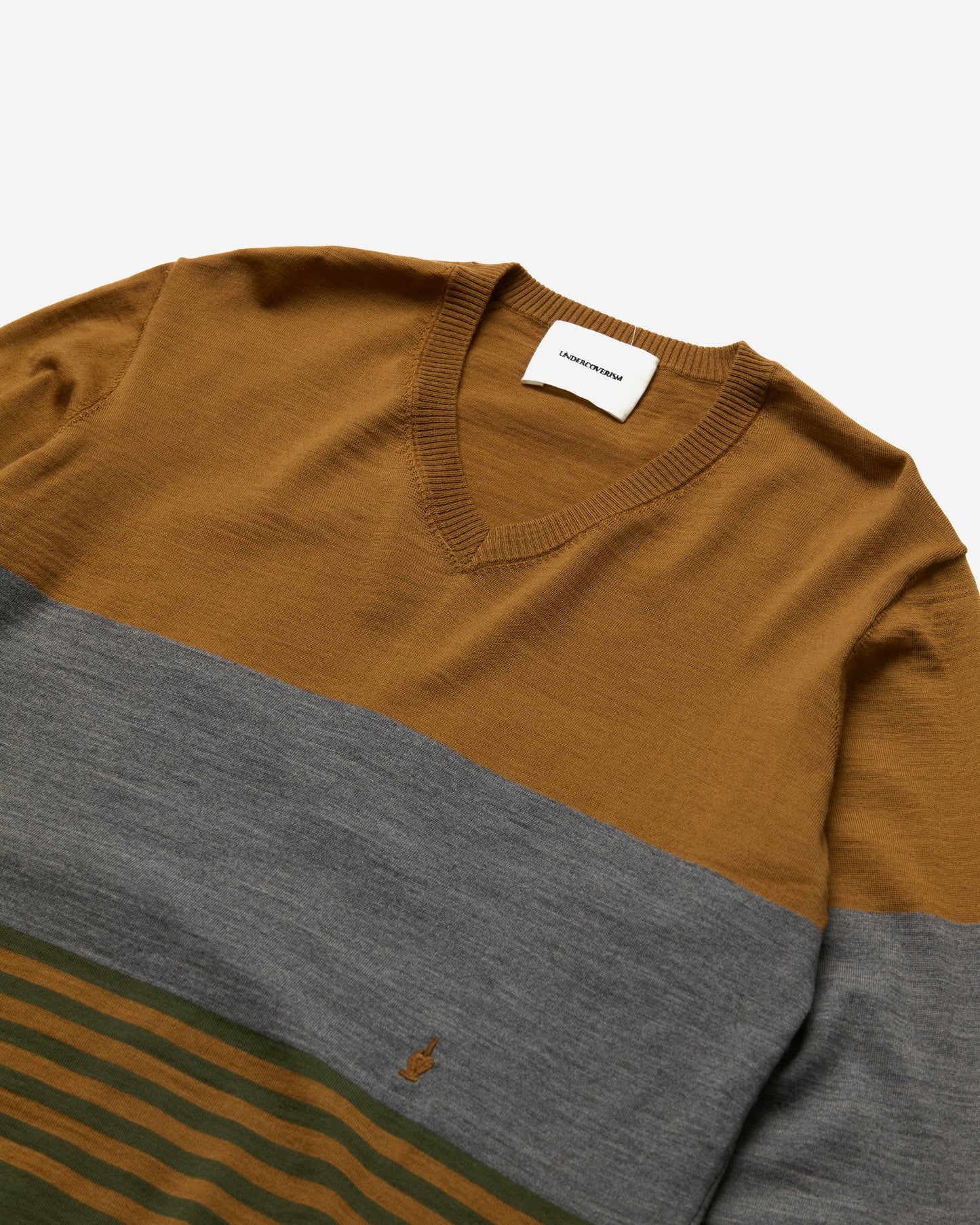 13ss V-Neck Stripped Wool Sweater - Large