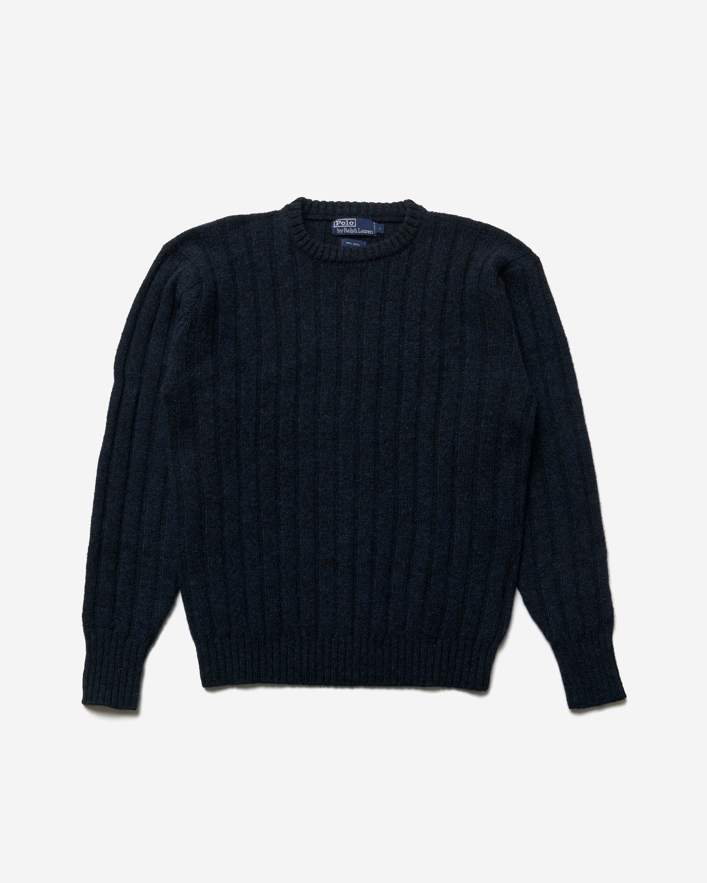 Ribbed Knitted Wool Sweater - Large