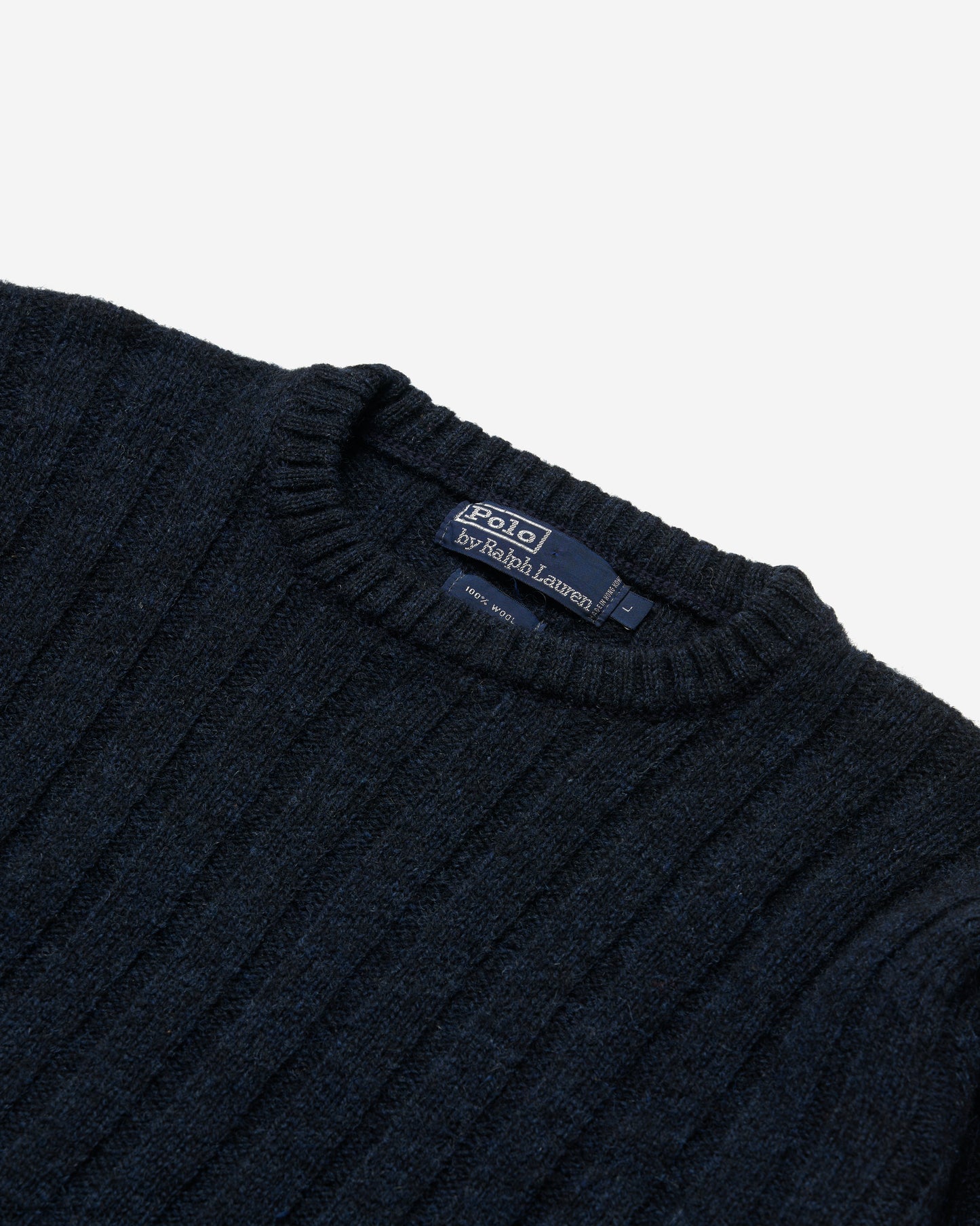 Ribbed Knitted Wool Sweater - Large