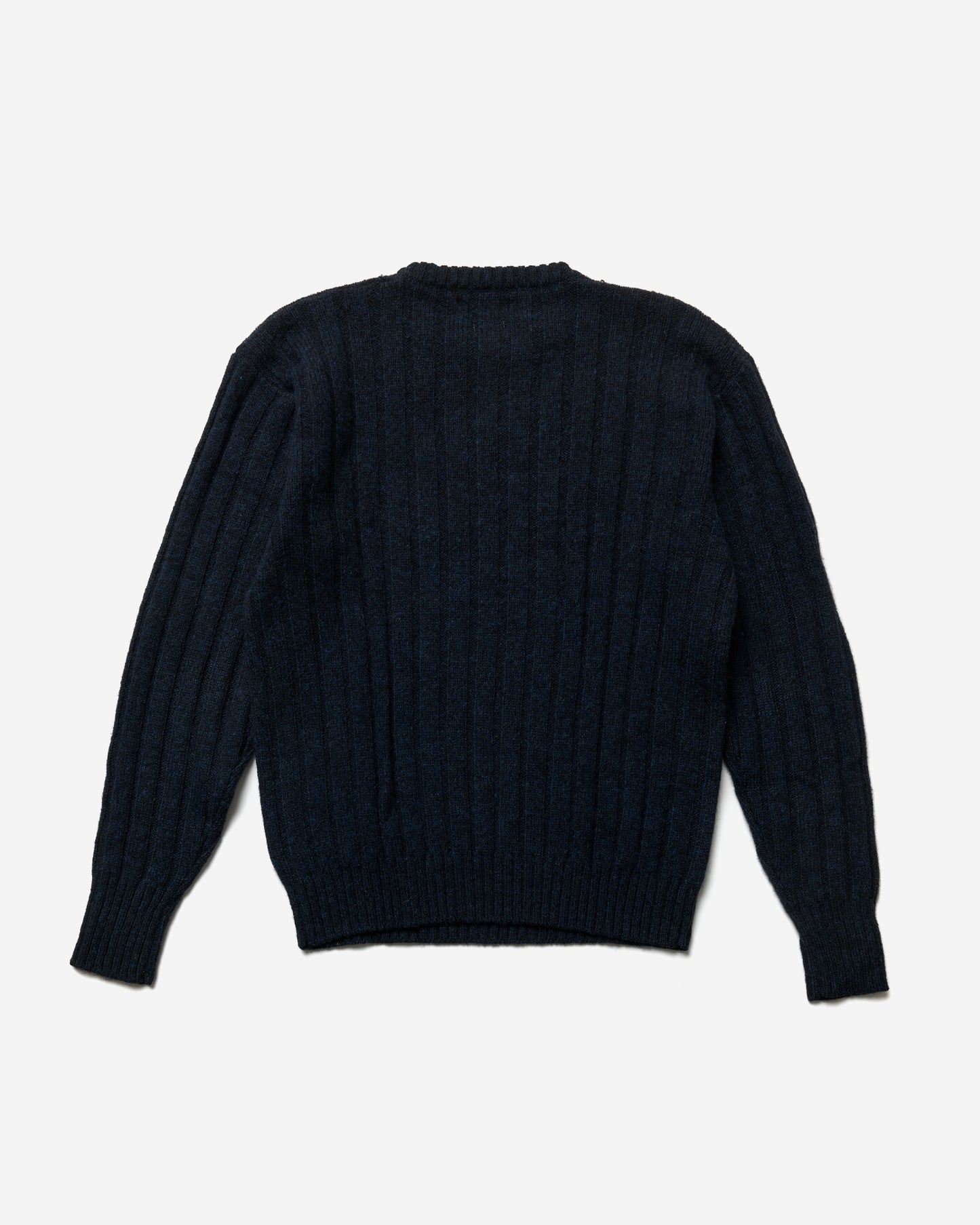 Ribbed Knitted Wool Sweater - Large