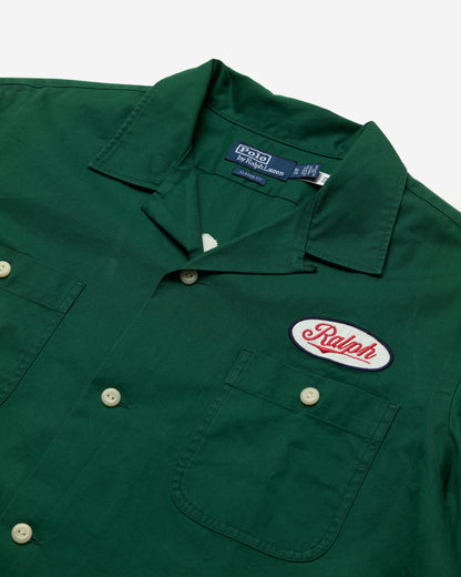 Embroidered Open Collar Short Sleeve Shirt - Xlarge