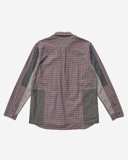 "Open Strings" Checkered Multi Fabric Shirt - Large