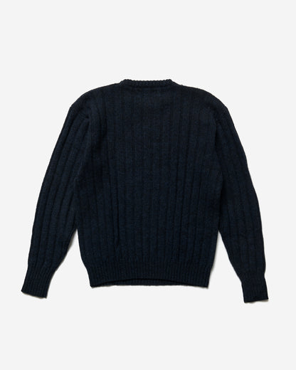 Ribbed Knitted Wool Sweater - Large